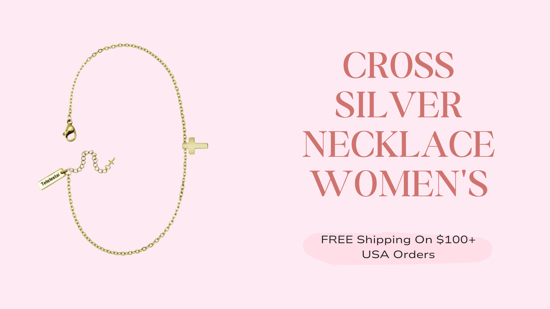 cross silver necklace women's